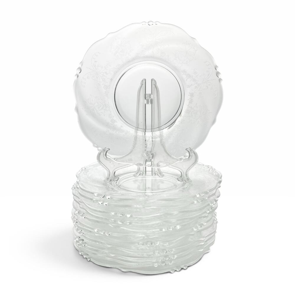 Heisey “Orchid” Set of 12 Etched Glass Plates 7 1/4”